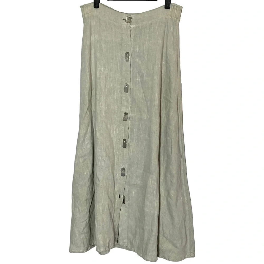 Vintage Nannette Keller Linen Midi‎ Skirt Small